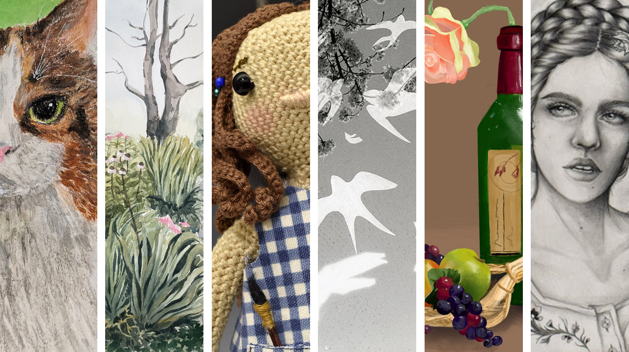 a collage of the latest grant winner's artwork